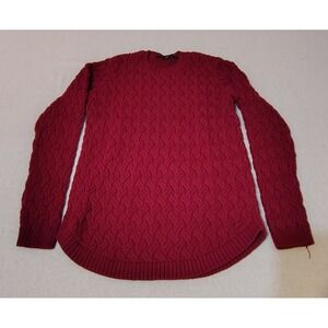 Jeanne Pierre Cable Knit Sweater Red Crew Neck Long Sleeve Women's Small